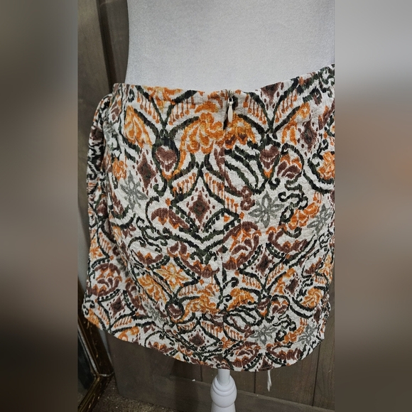 ZARA Textured Sarong Wrap Pareo Mini Skirt Printed Orange/white Multi. Size Med - Picture 9 of 12
